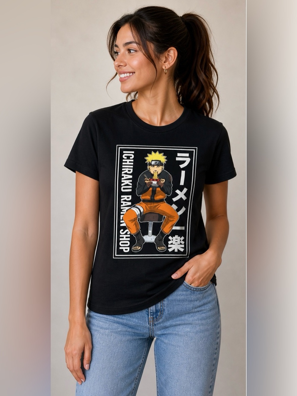 Naruto Shippuden Womens Medium Graphic Tee Ichiraku Ramen Anime Shirt Manga